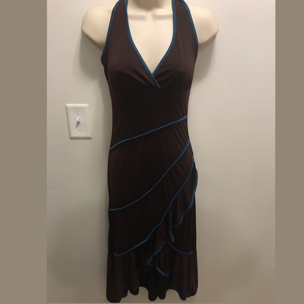 Y2K mini halter ruffle dress